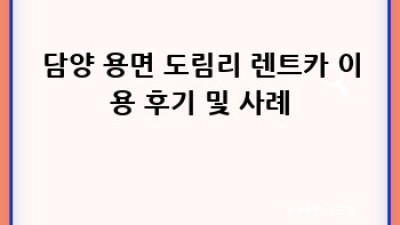 담양 용면 도림리 렌트카 비용 완벽 가이드